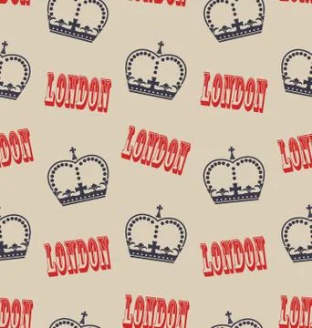 Old Seamless Texture of Crown of Queen. Retro Background Stock Illustration