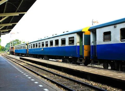 Old second class passenger bogie of the train. Stock Photos