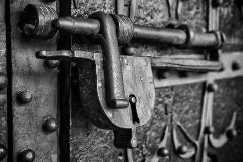 Old security padlock Stock Photos