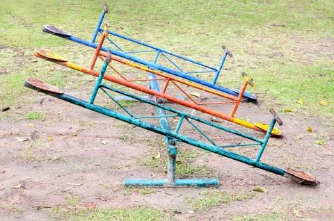 Old seesaw board Stock Photos