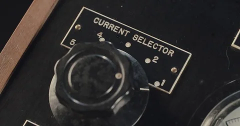 Old selector on a vintage control board Video stock 74069098