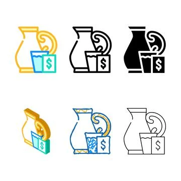 Old self service system color icon vector types Stock Illustration