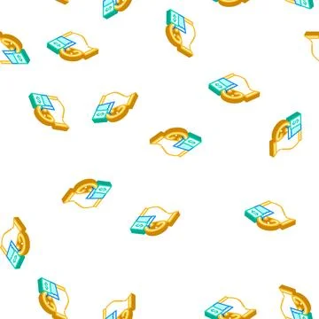 Old self-service system isometric icon seamless pattern Illustrazione stock