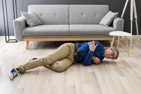 Old Senior Fallen Man. Elderly Slip Stock Photos