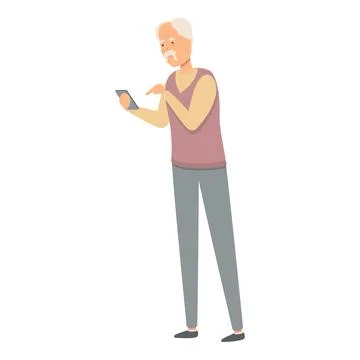 Old senior tap text icon cartoon vector. Phone person イラスト素材