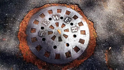 Old Sewer Manhole Lid Stock Footage 237544434