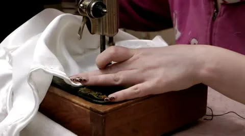 The old sewing machine - and all the same works 40 years! Video stock 10573220