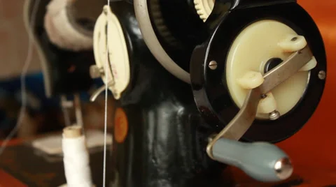 Old sewing machine Stock Footage 34878330