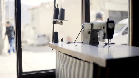 Old sewing machine Stock Footage 124261195