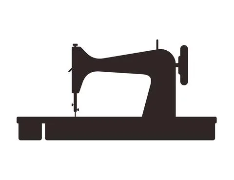 Old sewing machine silhouette, vector illustration Stock Illustration