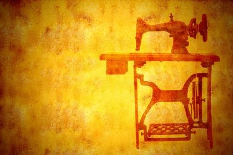 Old sewing machine, vintage background Stock Illustration