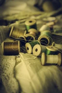 Old sewing threads Stock Photos