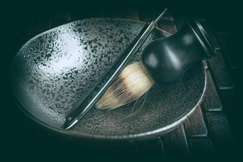 Old shaving instruments. Foto stock