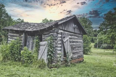 Old Shed at sunset Stock Photos