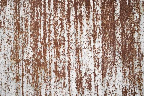 Old sheet of iron covered with rust with white colored paint Stock Photos