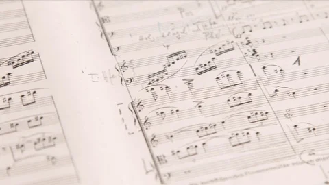 Old sheet of paper with musical notes Видео 108370938