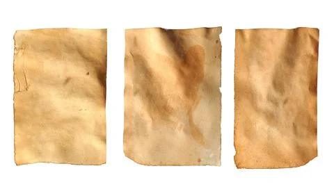 Old sheets of paper isolated on a white background. vintage spotted sheets Stock Illustration