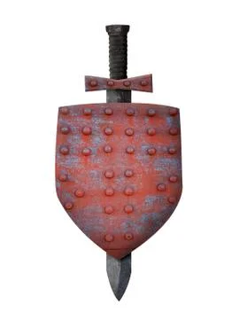 Old shield and sword Stock Photos