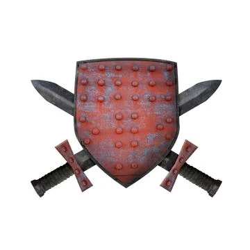 Old shield and two swords Foto stock
