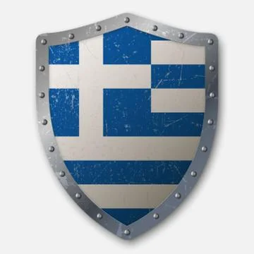 Old Shield with Flag Stock Illustration