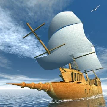 Old ship - 3D render Stock Illustration