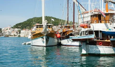 Old ship in the harbor Stock Photos