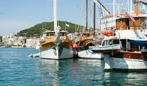 Old ship in the harbor Stock Photos