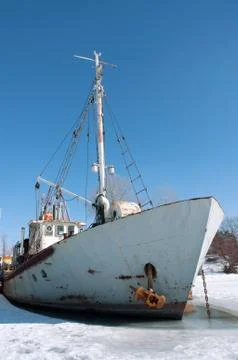 Old ship in the ice. Stock Photos