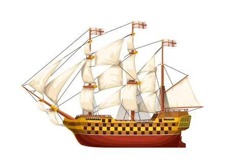 Old ship isolated Stock Illustration