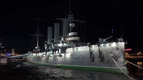 Old Ship Moored at Port. The Central Naval Museum in Saint Petersburg Stock Footage 98345425