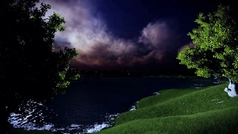 Old Ship navigating throw the fjords,dark clouds Stock Footage 70507310