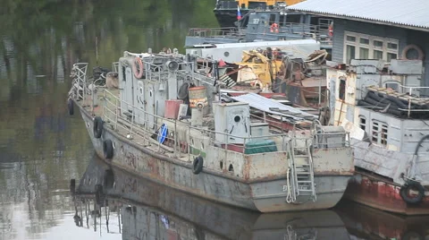 Old ship at the pier Stock Footage 50110724