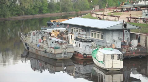 Old ship at the pier Stock Footage 50110752