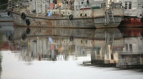 Old ship at the pier Stock Footage 50110757