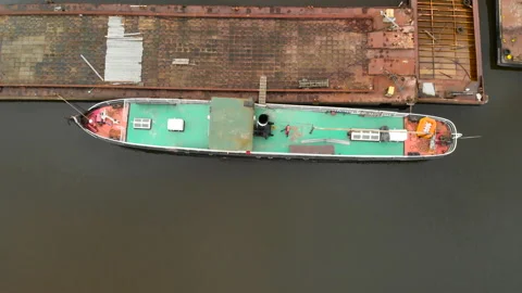 Old ship in port Stock Footage 90017512