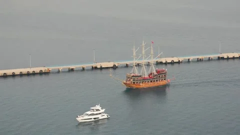 Old ship sails to the sea Stock Footage 256315118