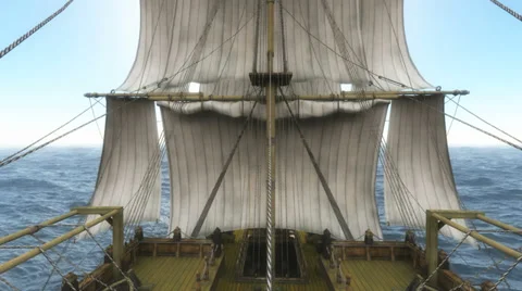 Old ship in sea Stock Footage 34915092