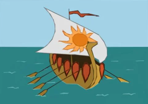 Old Ship in the Sea Stock Illustration