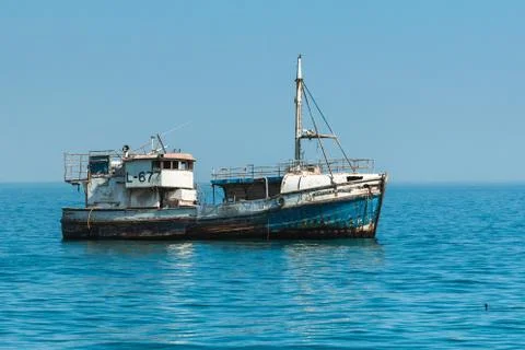 Old ship without engine Stock Photos