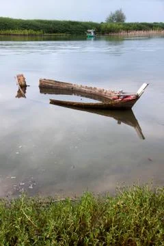 Old Shipwrecked and reflection Stock Photos