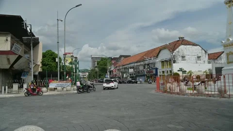 Old shop building design view near TUGU JOGJA or monument Stock Footage 149776808