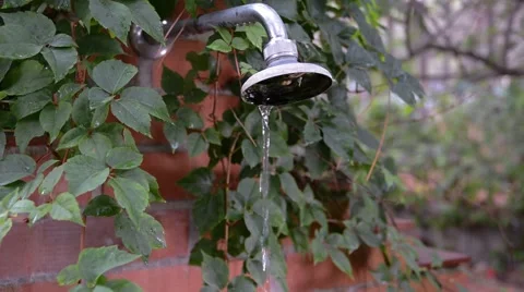 Old shower outside Stock Footage 67610177