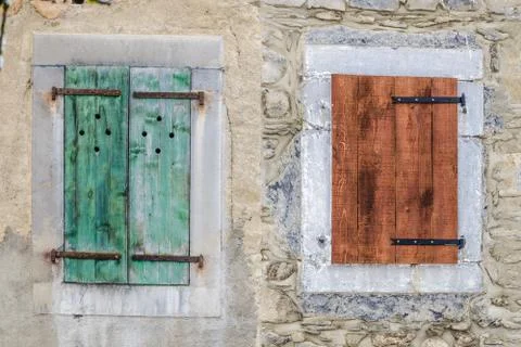 Old shutters on a chalet Stock Photos