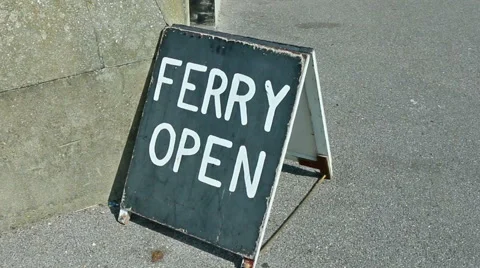 Old sign ferry open Stock Footage 48359042