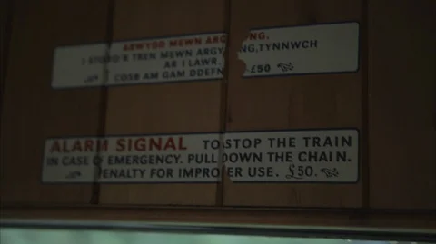 Old sign on a vintage steam train carriage Stock Footage 128417841