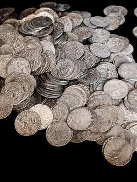 Old silver coins isolated Stock Photos