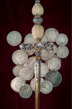 The old silver coins Stock Photos