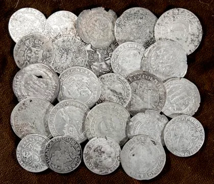 The old silver coins Stock Photos