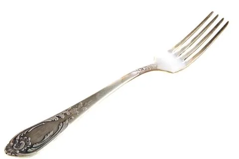 Old silver fork Foto stock