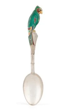 Old silver spoon with decoration 스톡 사진